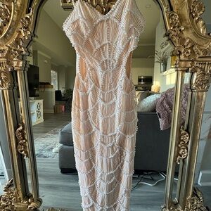 Elegant Cream Beaded Dress